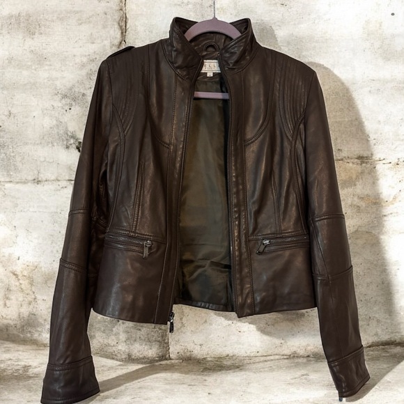 Vintage Pelle Chocolate Brown Leather Jacket – 90s Minimalist / Quiet Luxury - Picture 1 of 6